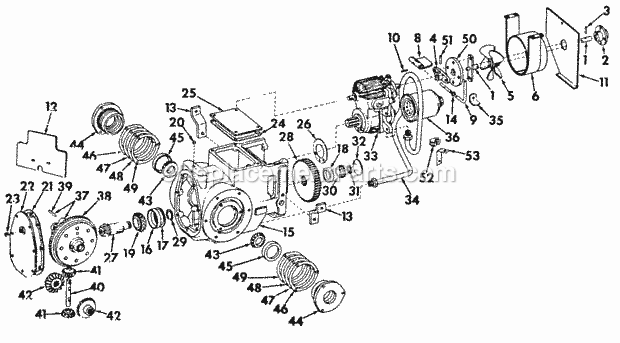 Transmission Case, Diff Hydro Drive & Rel Par Diagram and Parts List for 127 2050040U Cub Cadet Lawn Tractor